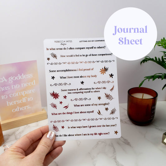 LETTING GO OF COMPARISON JOURNAL PROMPTS - FOILED STICKER SHEET