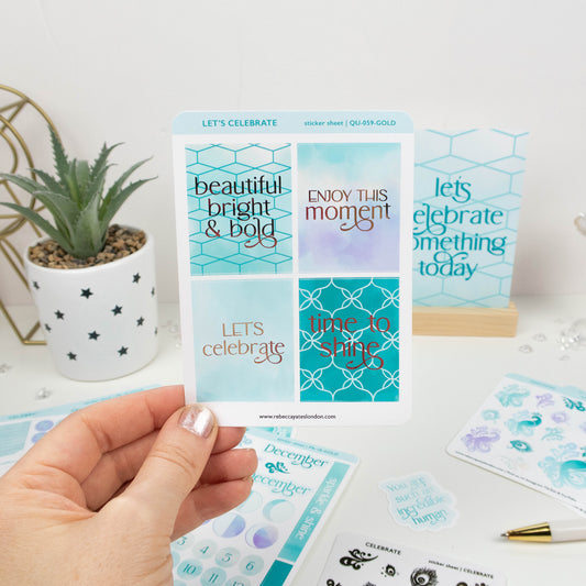 LET'S CELEBRATE - FOILED PLANNER STICKER QUOTES