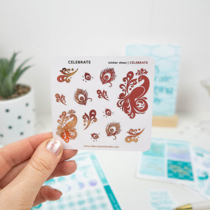 PEACOCKS - FOILED PLANNER STICKERS