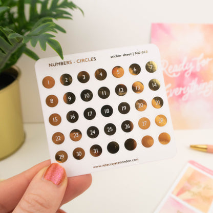 CIRCLE NUMBERS - FOILED PLANNER STICKERS