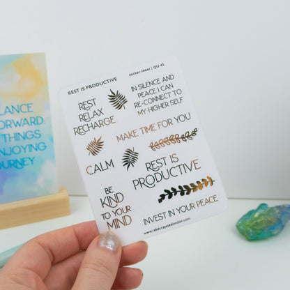REST IS PRODUCTIVE - FOILED QUOTES STICKER SHEET