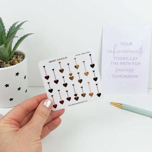 HEART DANGLES - FOILED PLANNER STICKERS