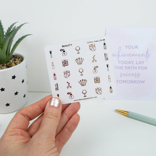 BEAUTY - MIXED FOILED ICON PLANNER STICKERS