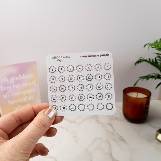SWIRL NUMBERS - FOILED PLANNER STICKERS