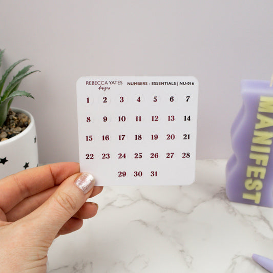 ESSENTIAL NUMBERS - FOILED PLANNER STICKERS