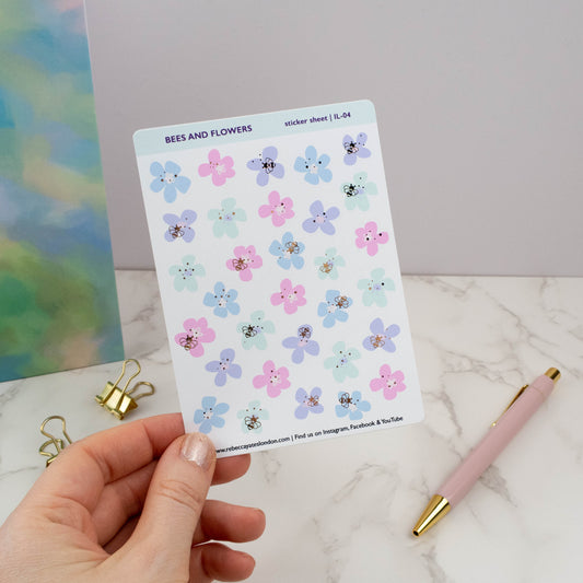 BEES AND FLOWERS - PLANNER STICKER SHEET