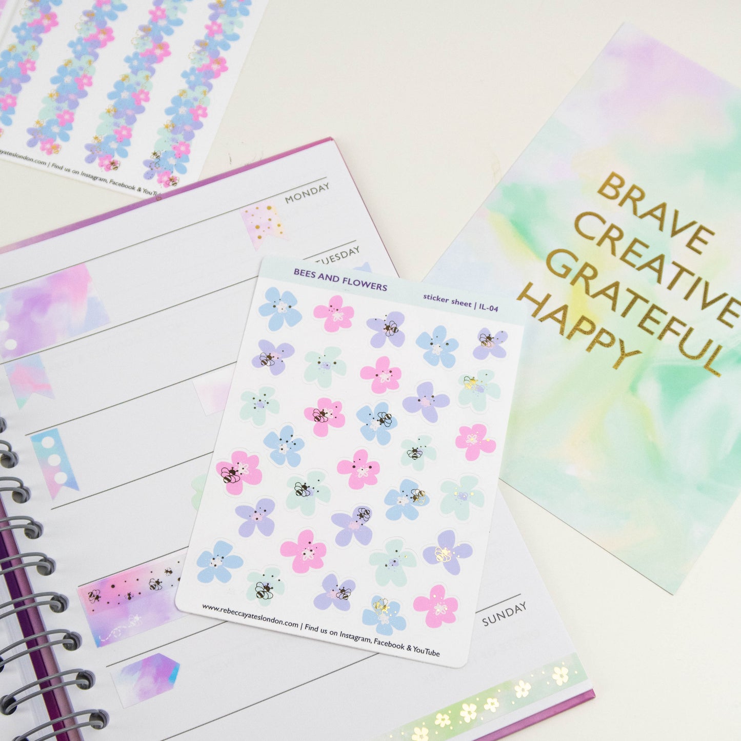 BEES AND FLOWERS - PLANNER STICKER SHEET