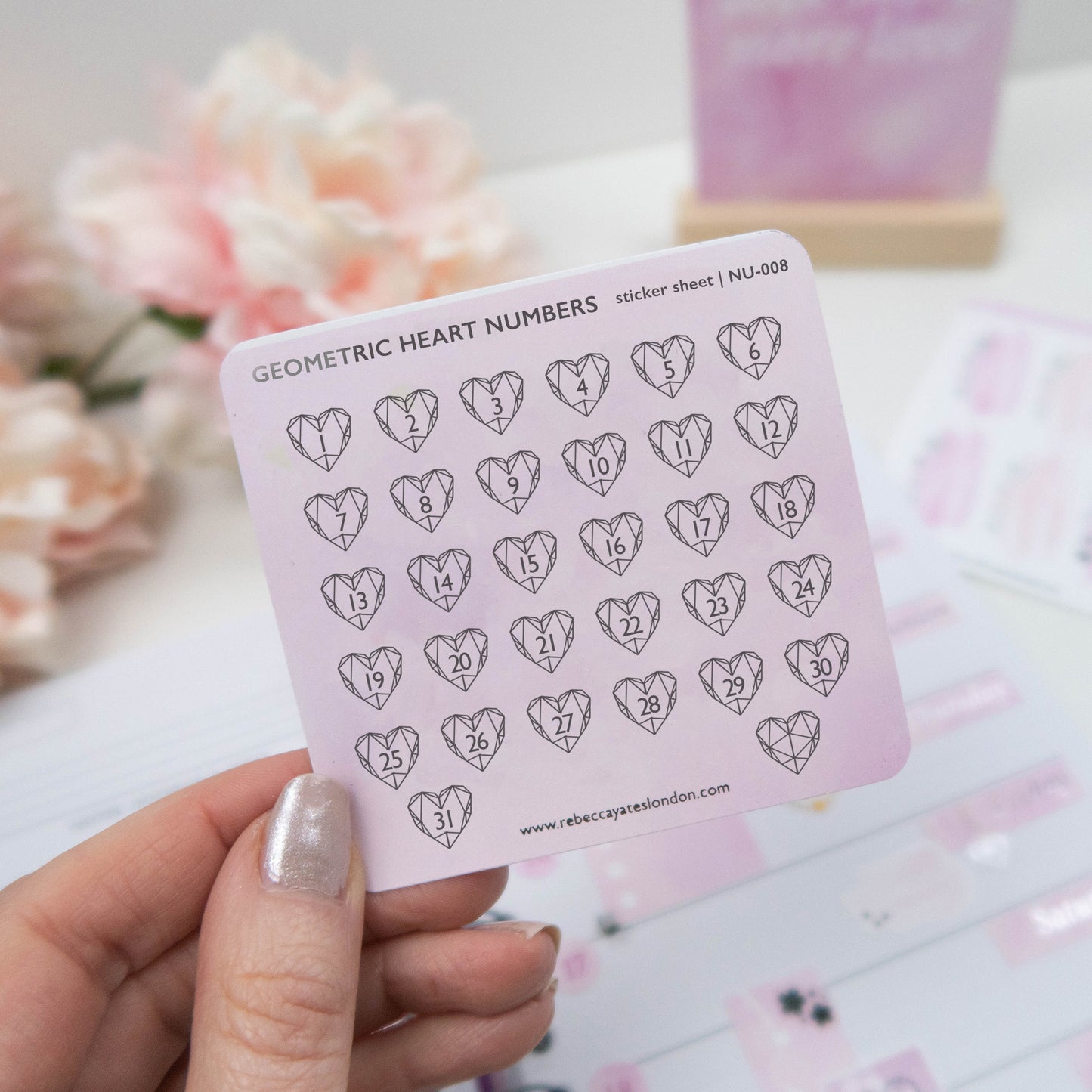 GEOMETRIC HEART NUMBERS - FOILED PLANNER STICKERS