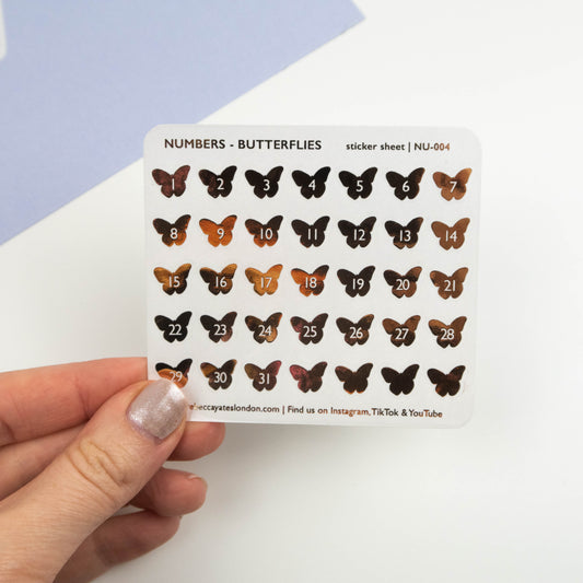 BUTTERFLY NUMBERS - FOILED PLANNER STICKERS