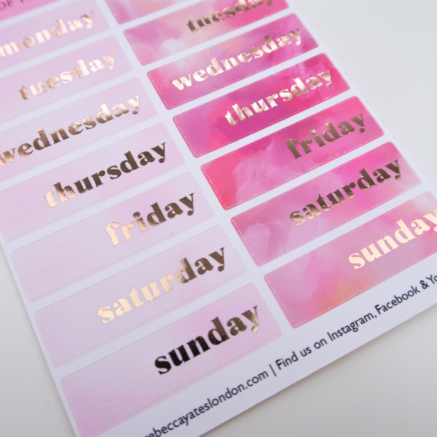 DAYS OF THE WEEK - TAKING MY TIME COLOUR SCHEME