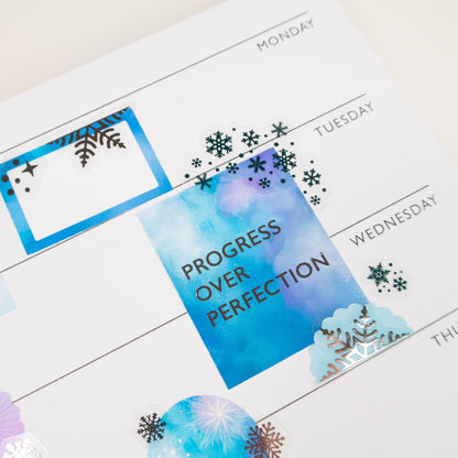 SNOWFLAKE HALVES 1 - FOILED PLANNER STICKERS