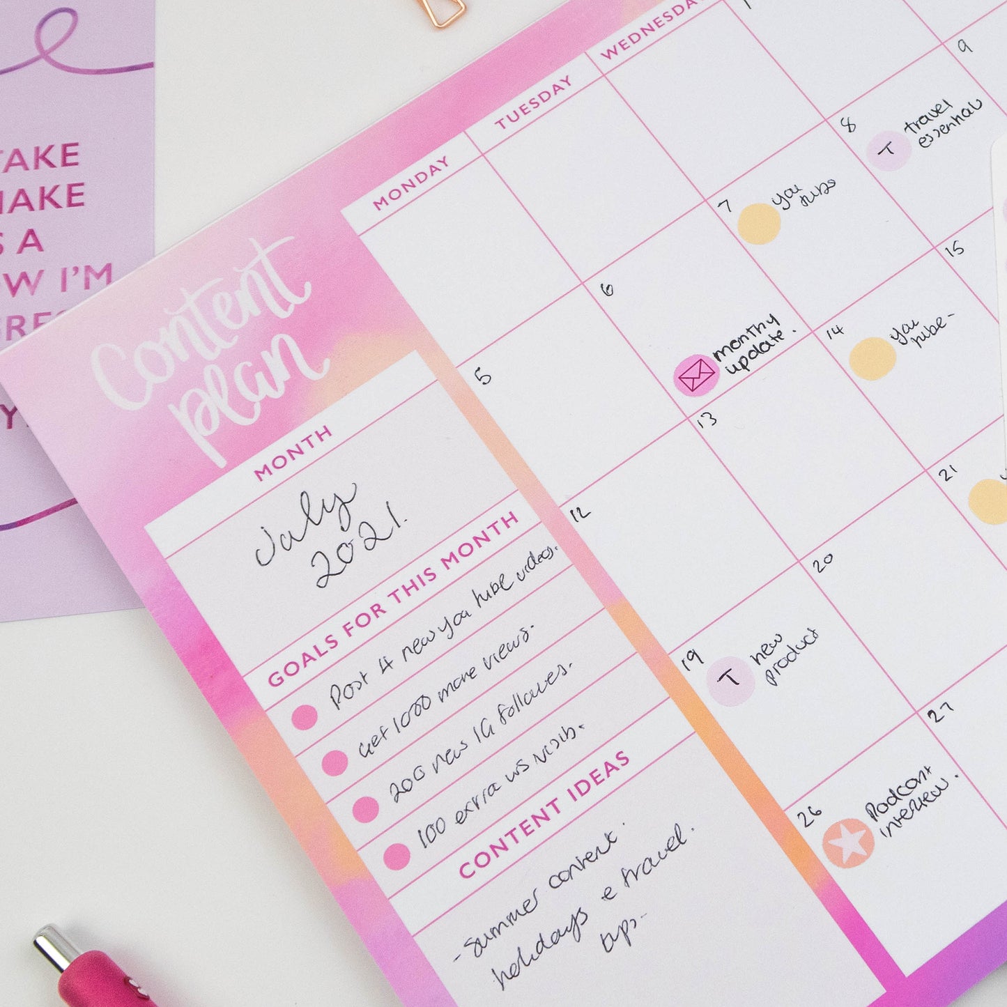 CONTENT PLANNER PAD & STICKERS
