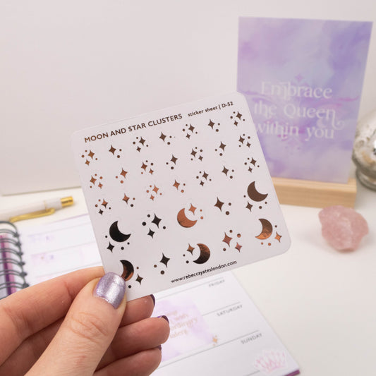 MOON AND STARS CLUSTERS - FOILED STICKER SHEET