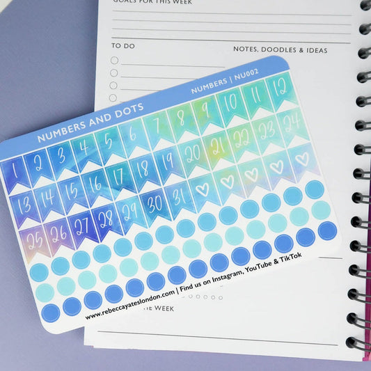 NUMBERS AND DOTS - PLANNER STICKERS TOPAZ