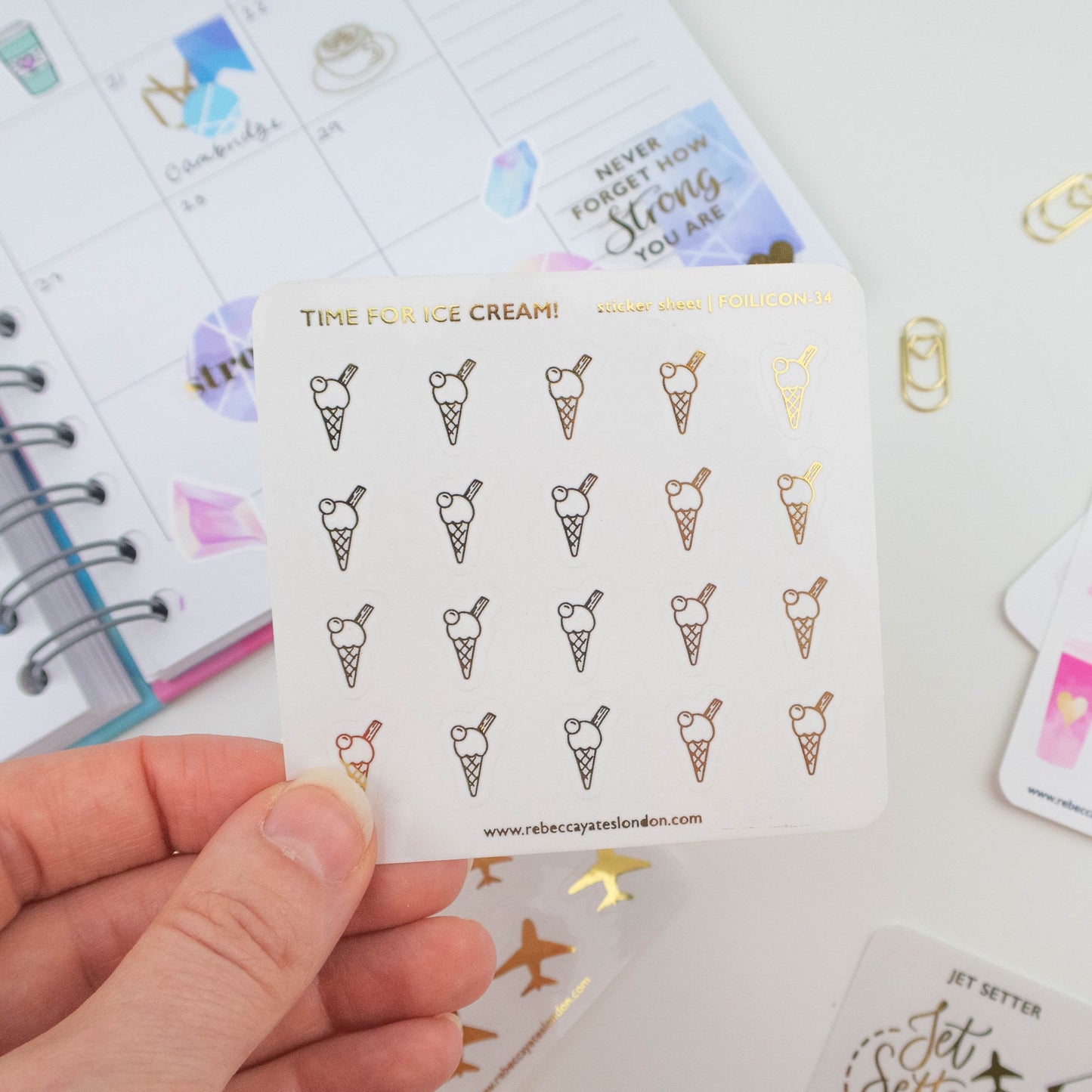 TIME FOR ICE CREAM- FOILED PLANNER STICKERS