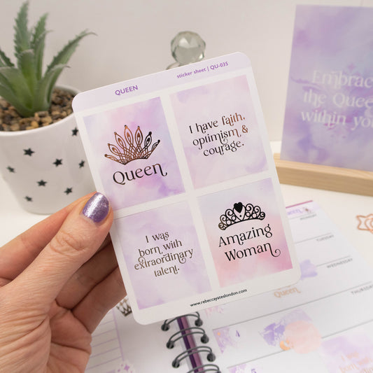 QUEEN - FOILED PLANNER STICKER QUOTES